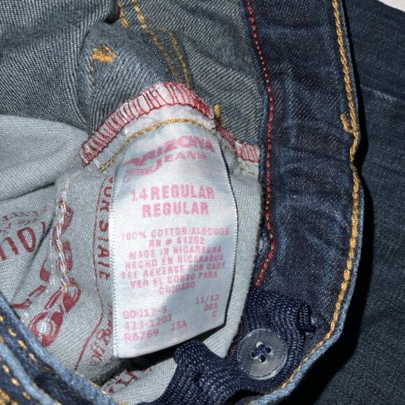 Arizona Jeans Boy 14 Regular Adjustable Dark Wash Denim Blue Jean Shorts (K) - Picture 7 of 11